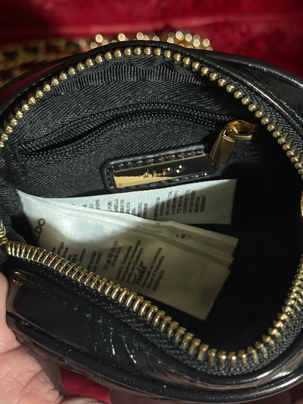 ALDO Black Quilted Mini Crossbody with Gold Chain Strap - Picture 3 of 8